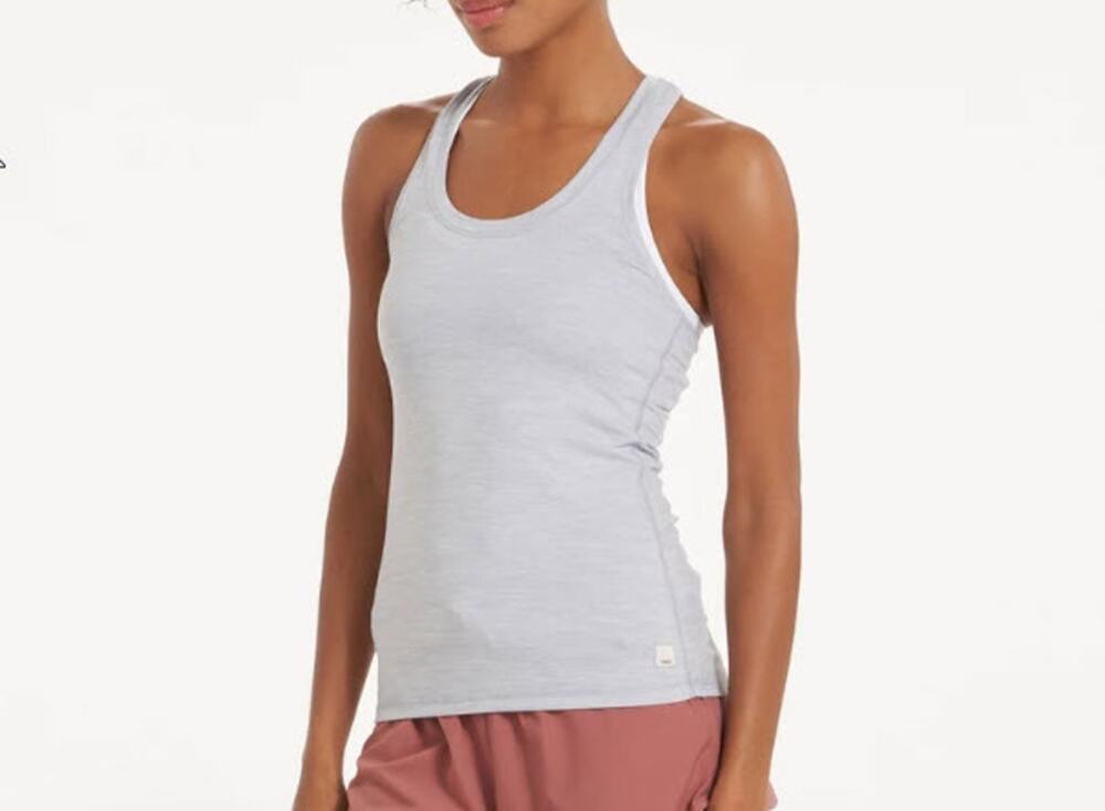 Vuori The Rise The Shine Performance Racerback Tank XL Platinum Healther